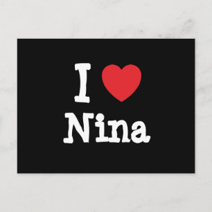Carte Postale J'aime Nina coeur T-shirt