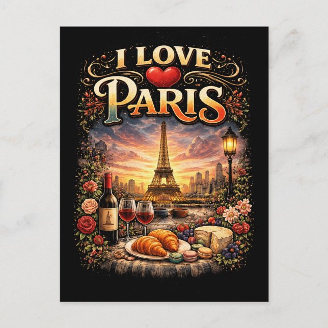 Carte Postale J'aime Paris (Devant)