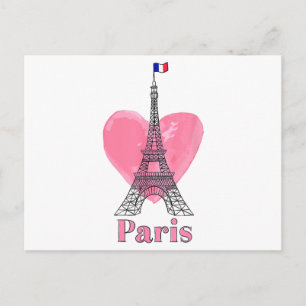 Carte Postale J'aime Paris Tour Eiffel France Cadeau