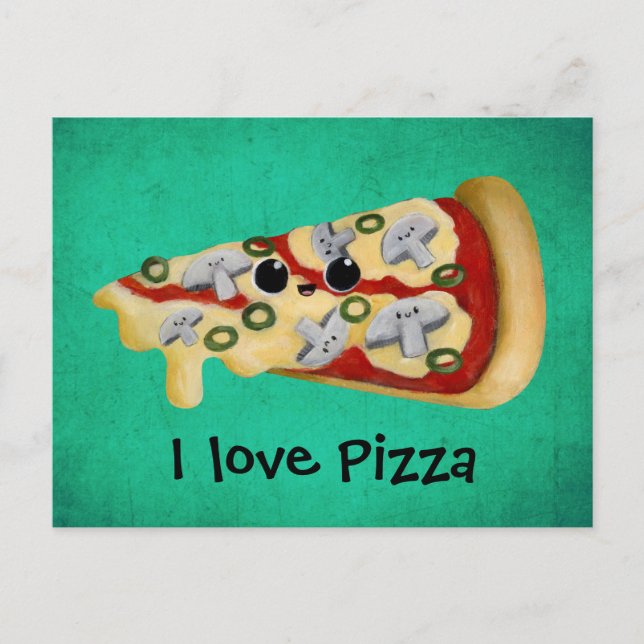 Carte Postale J'aime Pizza (Devant)
