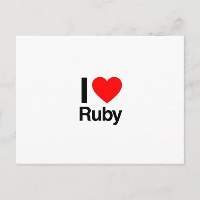 Carte Postale j'aime ruby (Devant)