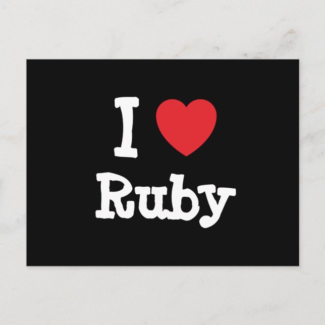 Carte Postale J'aime Ruby coeur T-shirt (Devant)