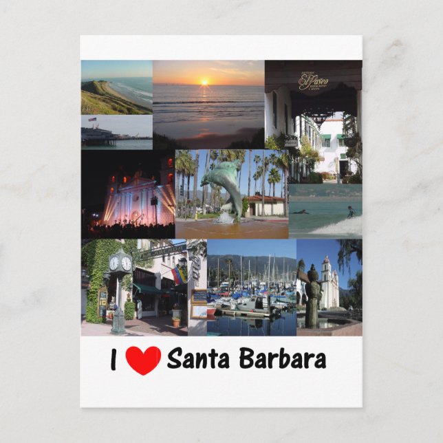 Carte Postale J'aime Santa Barbara (Devant)