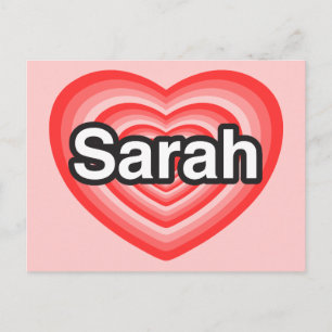 Carte Postale J'aime Sarah. Je t'aime Sarah. Cœur