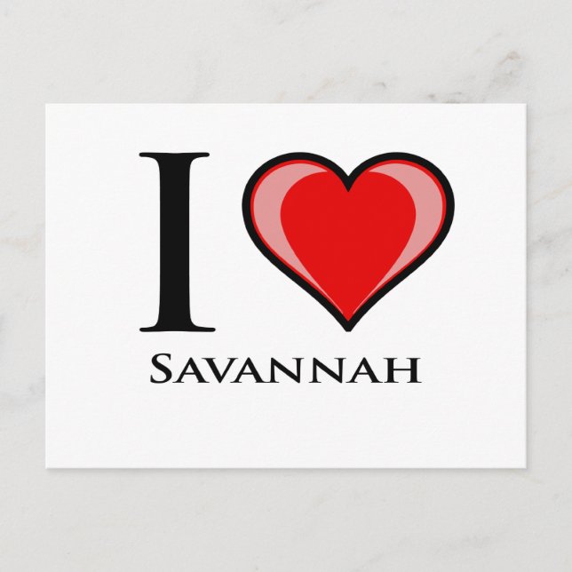 Carte Postale J'aime Savannah (Devant)