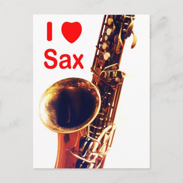 Carte Postale J'aime Sax (Devant)