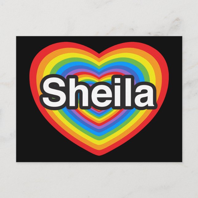 Carte Postale J'aime Sheila. Je t'aime Sheila. Cœur (Devant)