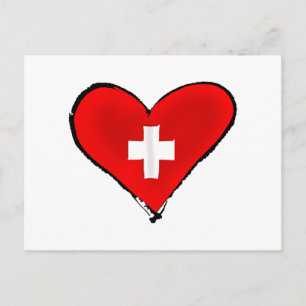 Carte Postale J'aime Suisse drapeau suisse cadeaux design