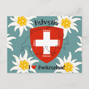 Carte Postale J'aime Suisse Postkarte