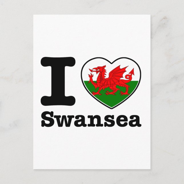Carte Postale J'aime Swansea (Devant)