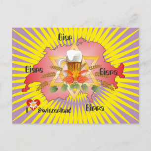 Carte Postale J'aime Swiss Beer Postkarte