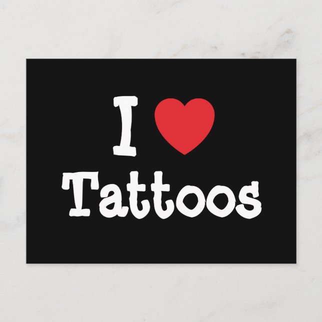 Carte Postale J'aime Tattoos coeur personnalisé (Devant)