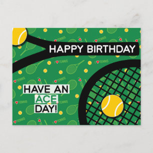 Carte Postale 🎾 J'aime tennis vert jaune Tennis Anniversaire Po