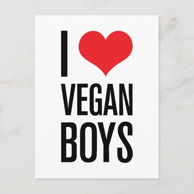 Carte Postale J'aime Vegan Boys (Devant)