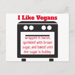 Carte Postale J'Aime Vegans Funny Insult Anti Vegan Postcard