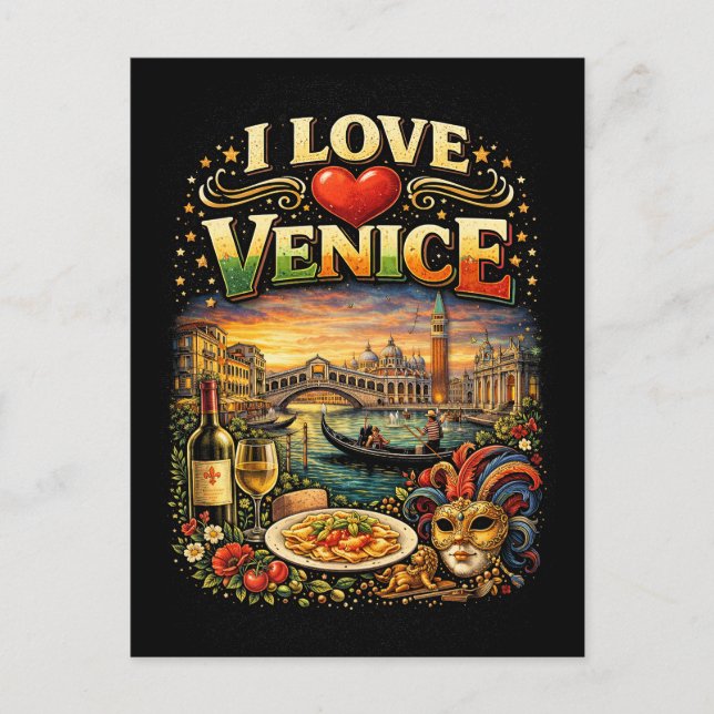 Carte Postale J'aime Venise (Devant)