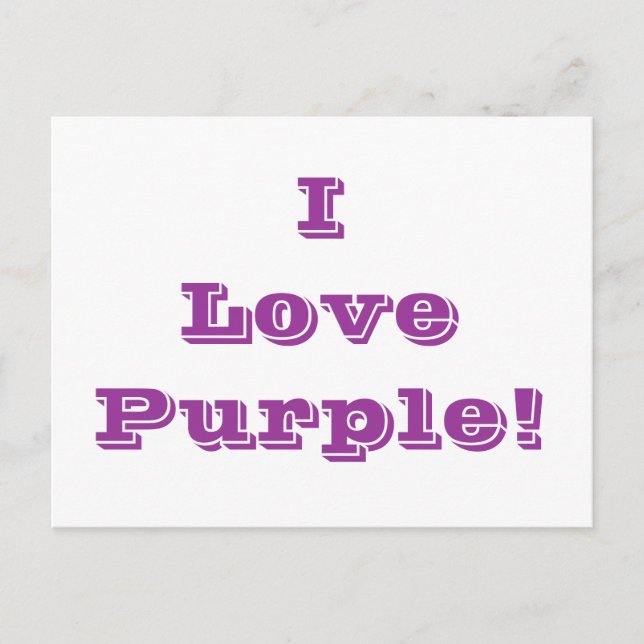 Carte postale J'aime violet (Devant)