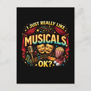 Carte Postale J'aime vraiment beaucoup les comédies musicales, O