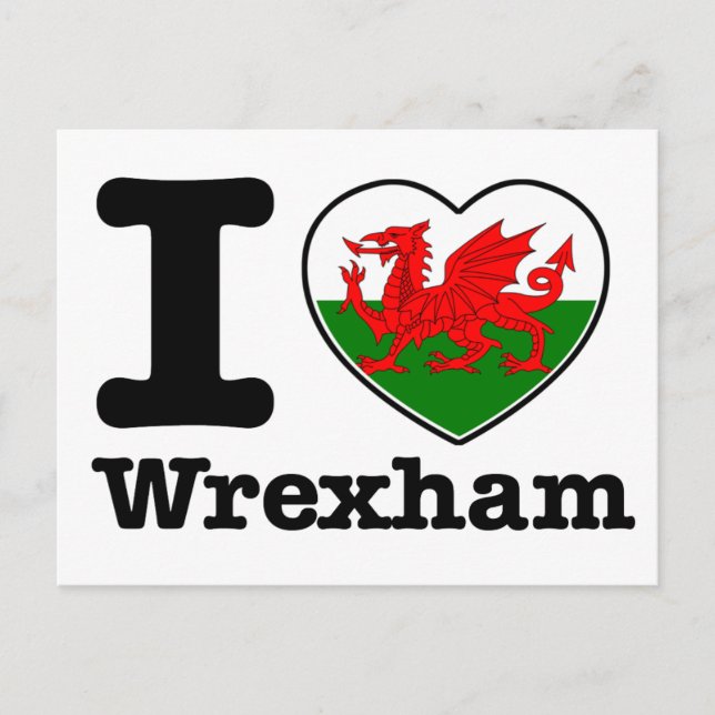 Carte Postale J'aime Wrexham (Devant)