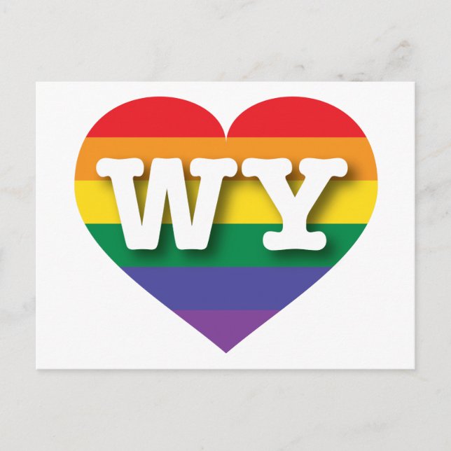 Carte Postale J'aime Wyoming Rainbow Heart (Devant)