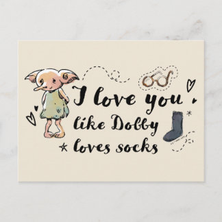 Carte Postale J'aime You Like Dobby Aime Les Chaussettes