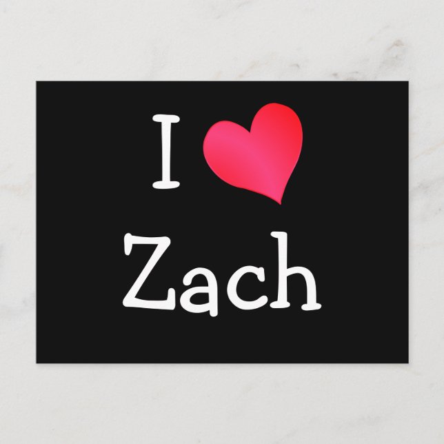 Carte Postale J'aime Zach (Devant)
