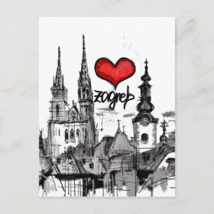 Carte Postale j'aime Zagreb