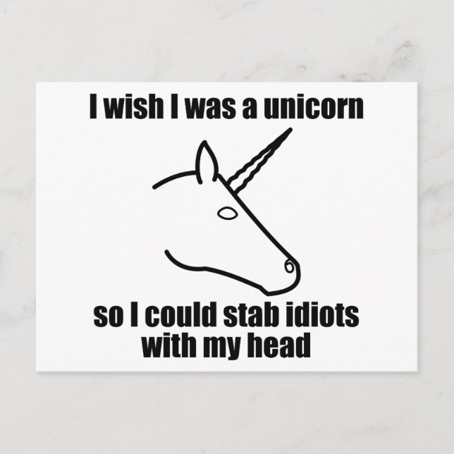 Carte Postale J'Aimerais Être Une Unicorne (Devant)