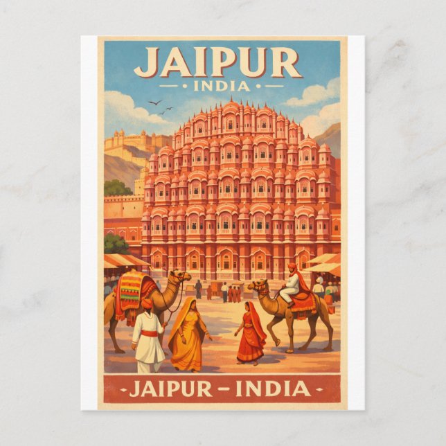 Carte Postale Jaipur, Inde, dans un classique rétro (Devant)