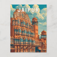 Jaipur Inde Illustration Voyage Art Vintage