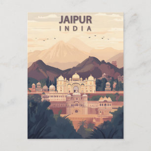 Carte Postale Jaipur Inde Ville Rose Voyage Rétro