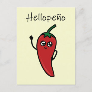 Carte Postale jalapeño/hellopeño - jeu de mots amusant pour le p