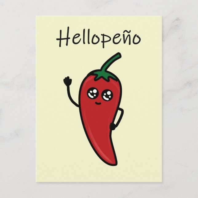 Carte Postale jalapeño/hellopeño - jeu de mots amusant pour le p (Devant)