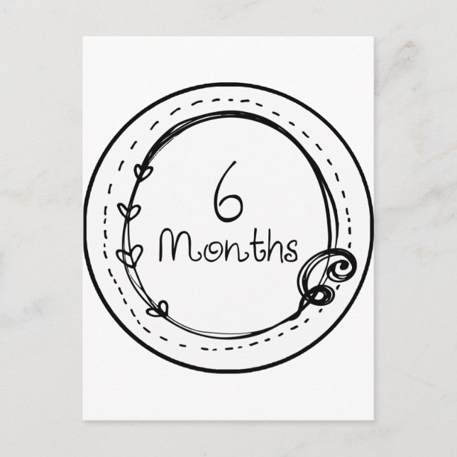 Carte Postale Jalon Doodle de 6 mois (Devant)