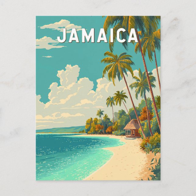 Carte Postale Jamaica Illustration Travel Art Vintage (Devant)