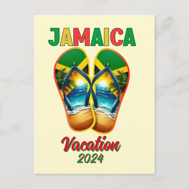 Carte Postale Jamaïque 2024 Vacances en tongs Plage tropicale  (Devant)