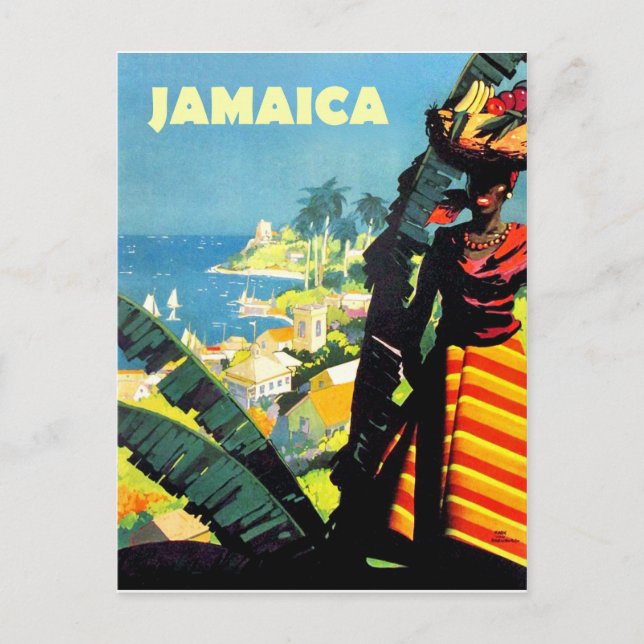 Carte Postale Jamaïque, Jamaïcaine avec corbeille de fruits (Devant)