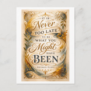 Carte Postale "Jamais trop tard" Citation d'Eliot