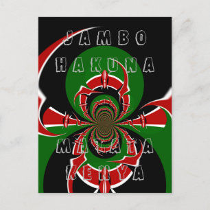 Carte Postale Jambo HAKUNA MATATA Kenya Black Red Green Fla Art