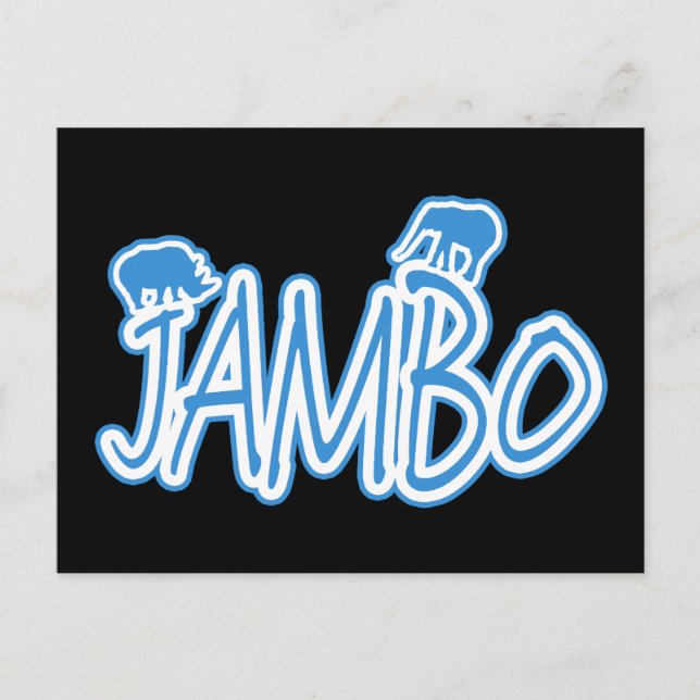 Carte Postale Jambo swahili Bonjour bleu (Devant)