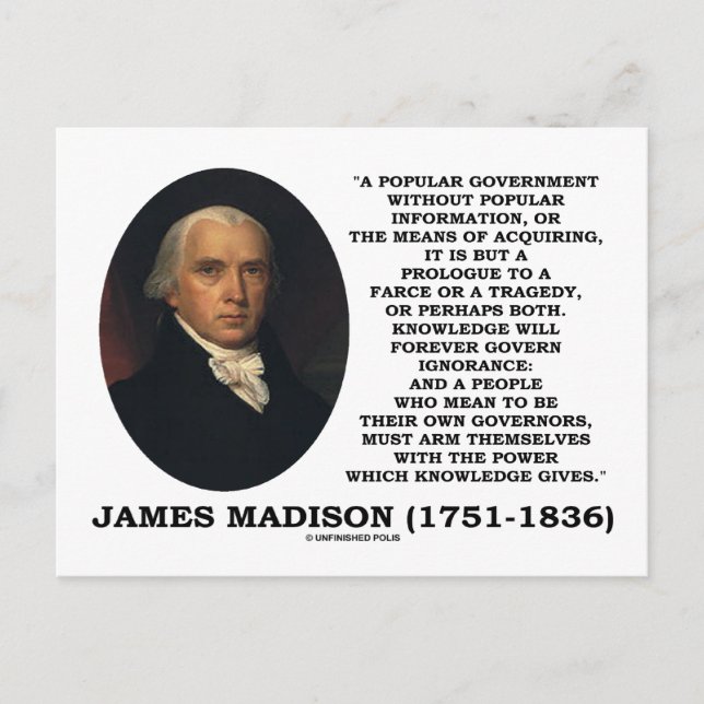 Carte Postale James Madison Connaissances pour toujours Gouverna (Devant)