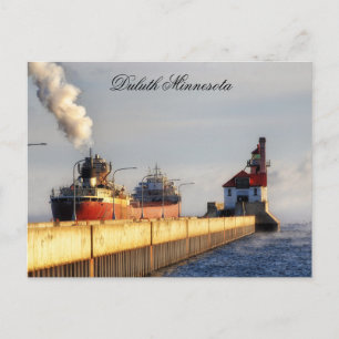 Carte Postale James R. Barker Navire et phare, Minnesota