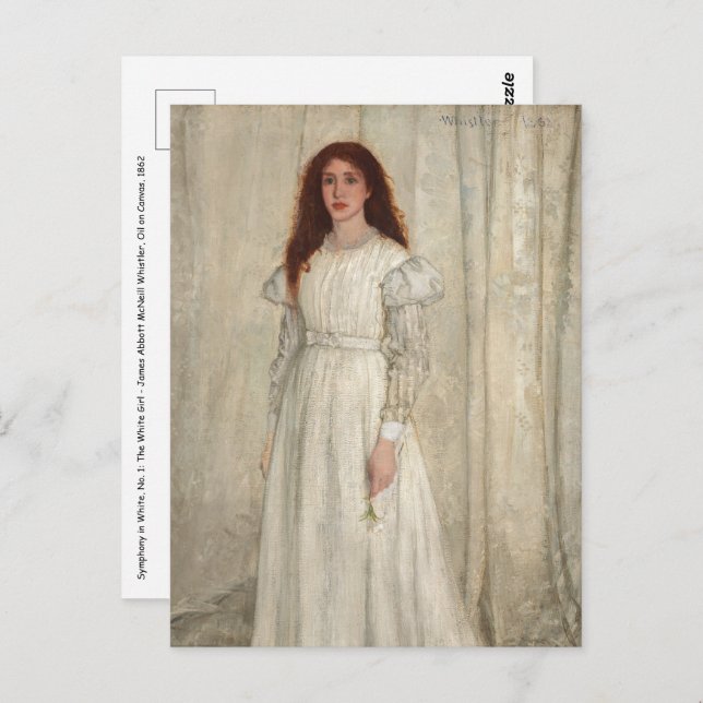 Carte Postale James Whistler - Symphonie en blanc no 1 (Devant / Derrière)