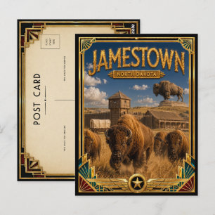 Carte Postale Jamestown Dakota du Nord Art Déco Vintage Âge d'Or