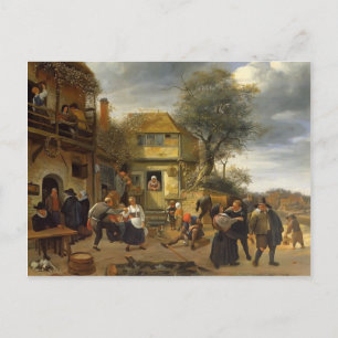 Carte Postale Jan Steen- Paysans devant une auberge