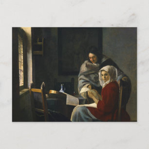 Carte Postale Jan Vermeer - Une fille interrompue à sa musique