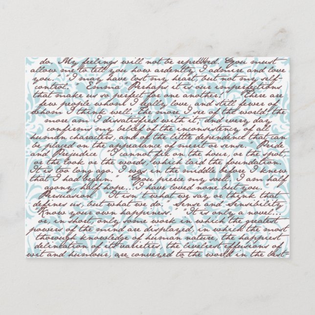Carte Postale Jane Austen Damask (Devant)