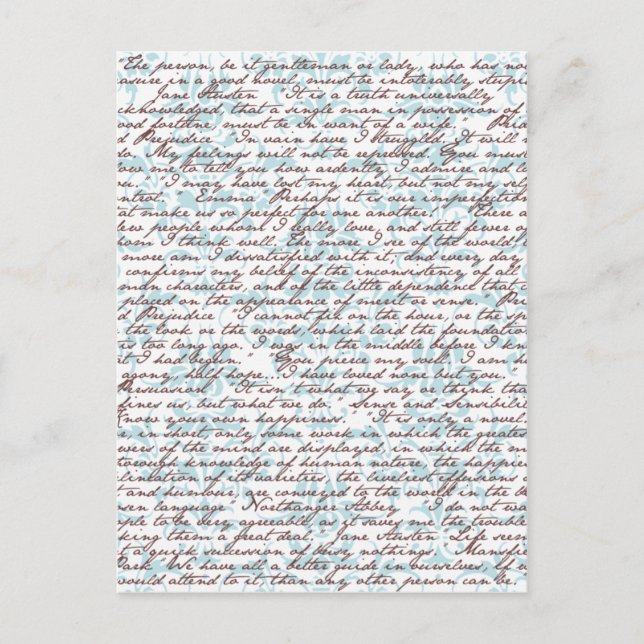 Carte Postale Jane Austen Damask (Devant)