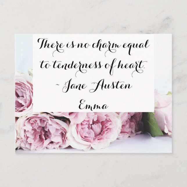 Carte Postale Jane Austen Emma Book Quota Pink Rose Floral (Devant)
