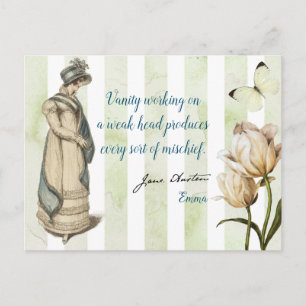 Carte Postale Jane Austen Emma cite vintage bleu rayé joli
